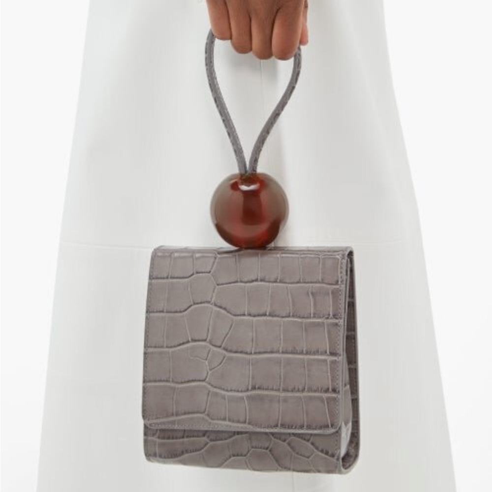 NWT BY Far Ball Croco-Embossed Leather Top Handle Bag